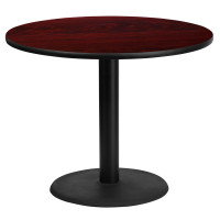 Flash Furniture XU-RD-36-MAHTB-TR24-GG 36" Round Mahogany Laminate Table Top with 24" Round Table Height Base